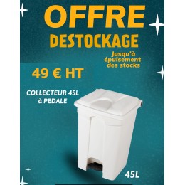 Poubelle 45l à pédale blanc HACCP