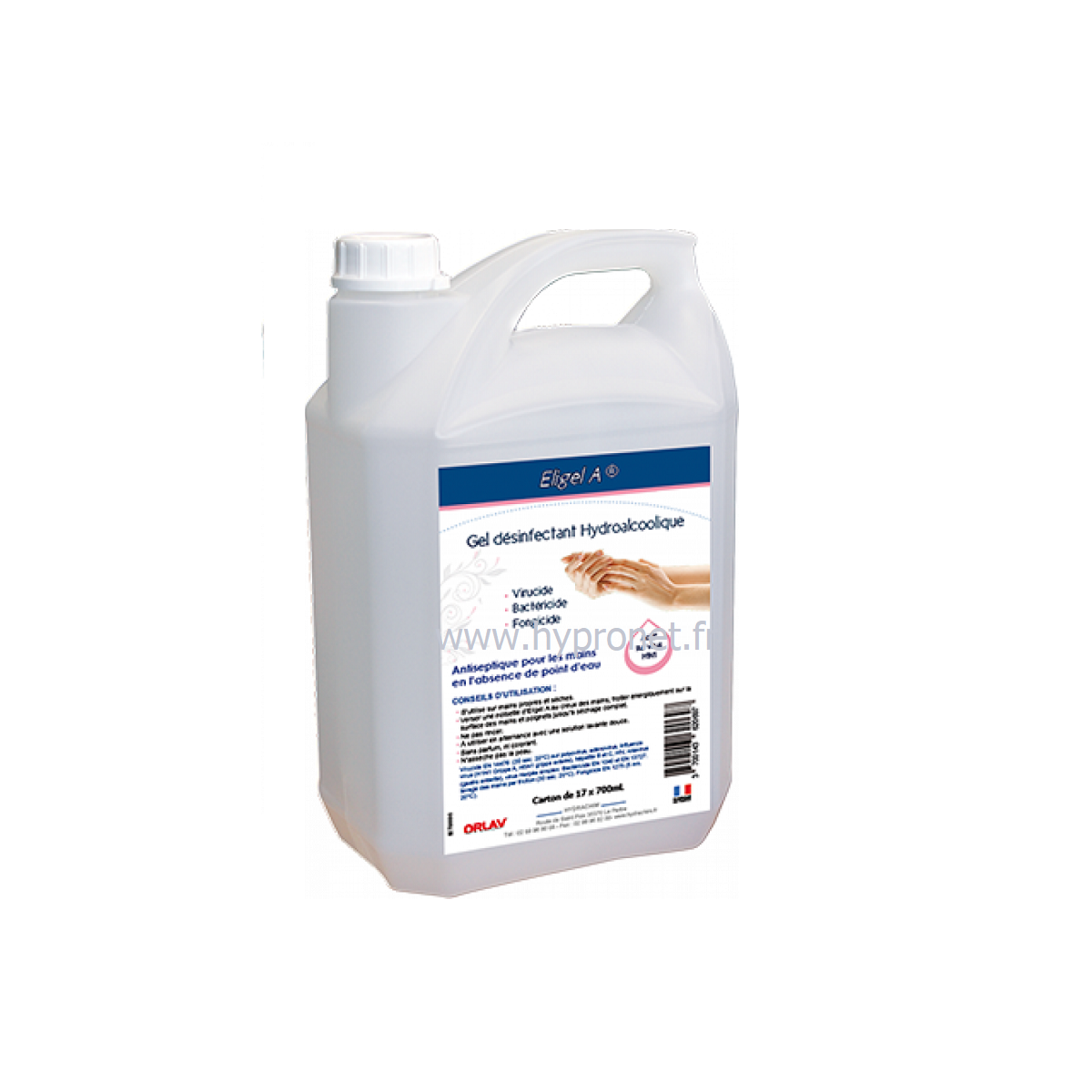 ORLAV - Eligel A - Gel désinfectant hydroalcoolique avec pompe - 1L